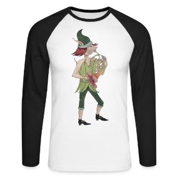 Fantasy Horn - Unisex Long Sleeve Baseball T-Shirt - white/black - Front - Nik (191cm)