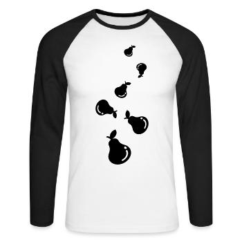 Birne Obst - Unisex Baseballshirt langarm - Weiß/Schwarz - Vorne - Nik (191cm)