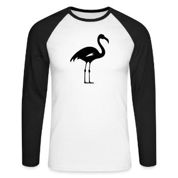 flamant rose - T-shirt baseball manches longues Homme - blanc/noir - Devant - Nik (191cm)