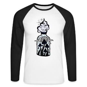 Bouteille de rêves - T-shirt baseball manches longues Homme - blanc/noir - Devant - Nik (191cm)