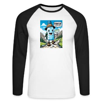 Hydration is an Uphill Battle - Unisex Long Sleeve Baseball T-Shirt - white/black - Front - Nik (191cm)
