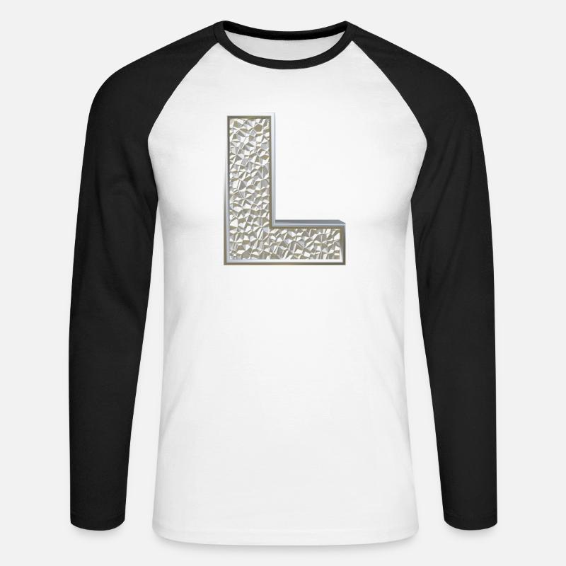 L, letter, initial, monogram, - Unisex Baseballshirt langarm - Weiß/Schwarz