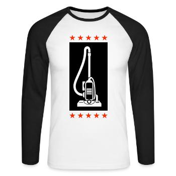 Nettoyage de l’aspirateur - T-shirt baseball manches longues Homme - blanc/noir - Devant - Nik (191cm)