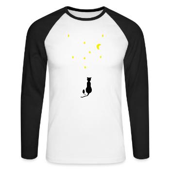 Cat and Mouse - Unisex Long Sleeve Baseball T-Shirt - white/black - Front - Nik (191cm)