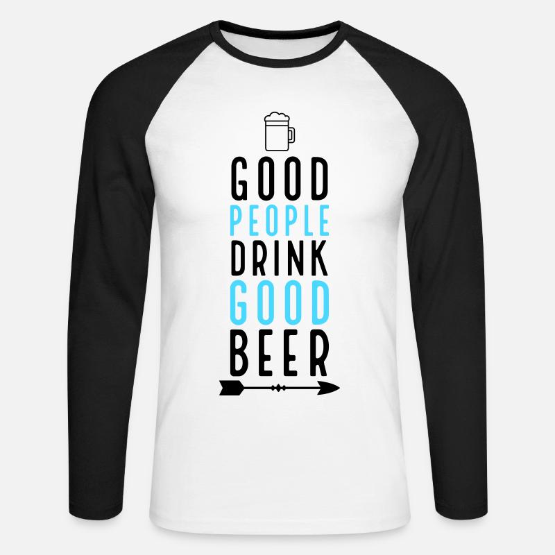 Bier - Unisex Baseballshirt langarm - Weiß/Schwarz