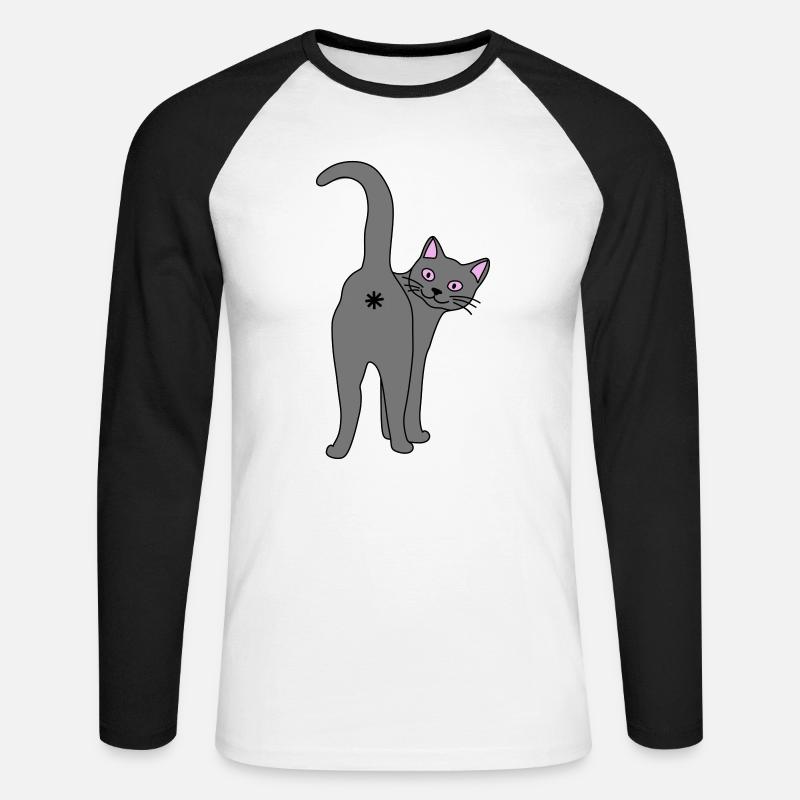 Freche Katze - Unisex Baseballshirt langarm - Weiß/Schwarz