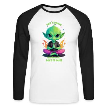 Cute Alien Regulates this ! - Unisex Long Sleeve Baseball T-Shirt - white/black - Front - Nik (191cm)