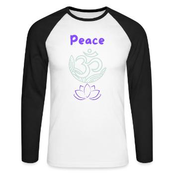 Peace - Unisex Baseballshirt langarm - Weiß/Schwarz - Vorne - Nik (191cm)