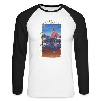 Historisches Dortmunder Hafenamt - Unisex Baseballshirt langarm - Weiß/Schwarz - Vorne - Nik (191cm)