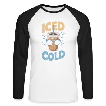 Iced But Not Cold Iced Coffee Humor Summer - Unisex Long Sleeve Baseball T-Shirt - white/black - Front - Nik (191cm)