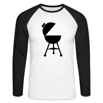 Grill - Unisex Baseballshirt langarm - Weiß/Schwarz - Vorne - Nik (191cm)