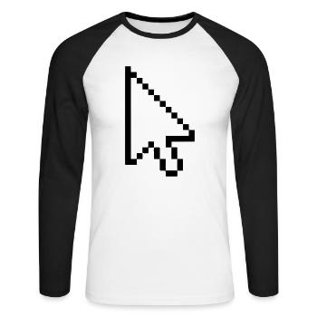 Mouse Cursor Geschenk Geschenkidee - Unisex Baseballshirt langarm - Weiß/Schwarz - Vorne - Nik (191cm)