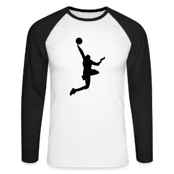 Basketball - basket - T-shirt baseball manches longues Homme - blanc/noir - Devant - Nik (191cm)