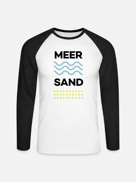 MEER&SAND - Unisex Baseballshirt langarm - Weiß/Schwarz