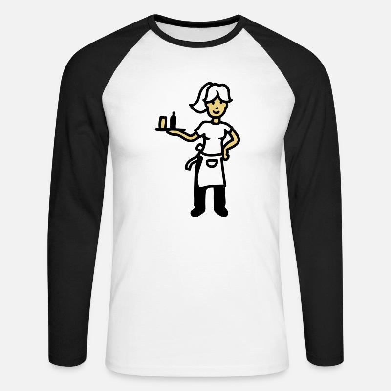 Kellnerin - Unisex Baseballshirt langarm - Weiß/Schwarz