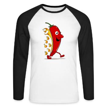 Red hot chili - Unisex Baseballshirt langarm - Weiß/Schwarz - Vorne - Nik (191cm)