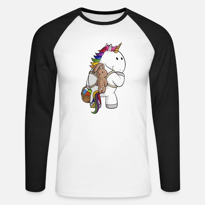 Oster Comic Einhorn - Unisex Baseballshirt langarm - Weiß/Schwarz
