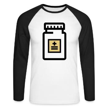 Tablettendose für Pillen und Medikamente - Unisex Baseballshirt langarm - Weiß/Schwarz - Vorne - Nik (191cm)