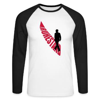 ruhestand - Unisex Baseballshirt langarm - Weiß/Schwarz - Vorne - Nik (191cm)