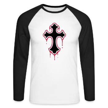 gothic, splatter, cross - T-shirt baseball manches longues Homme - blanc/noir - Devant - Nik (191cm)