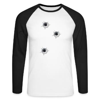 Bullet holes pistol gun shooting sports gift - Unisex Long Sleeve Baseball T-Shirt - white/black - Front - Nik (191cm)