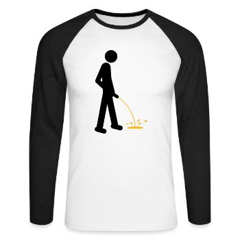 Pee - T-shirt baseball manches longues Homme - blanc/noir - Devant - Nik (191cm)