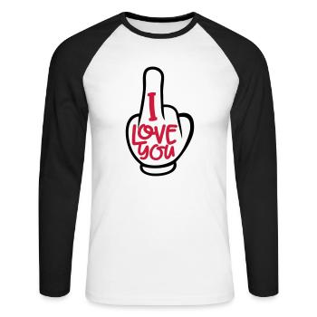 Ich liebe dich - Unisex Long Sleeve Baseball T-Shirt - white/black - Front - Nik (191cm)