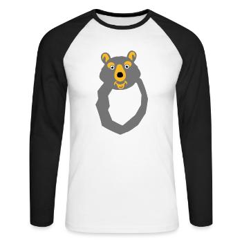 bear letter o drawing - Unisex Long Sleeve Baseball T-Shirt - white/black - Front - Nik (191cm)