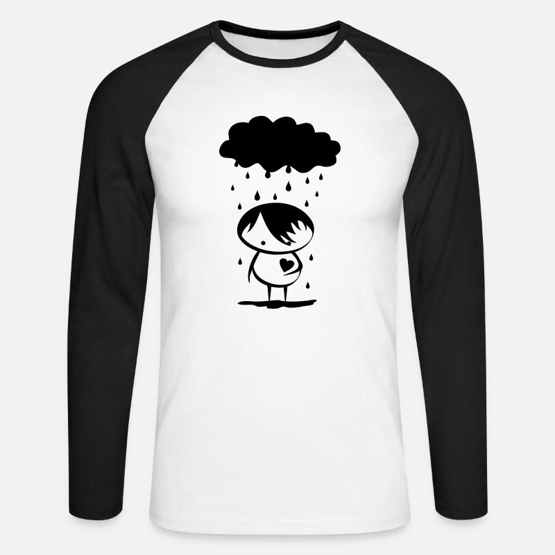 Emo - Miesten pitkähihainen baseballpaita - valkoinen/musta