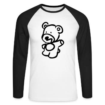 Teddy - Unisex Baseballshirt langarm - Weiß/Schwarz - Vorne - Nik (191cm)