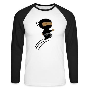 ninja - Unisex Baseballshirt langarm - Weiß/Schwarz - Vorne - Nik (191cm)