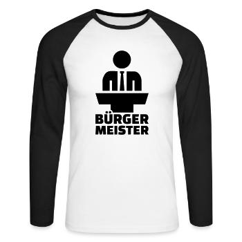 Bürgermeister - Unisex Baseballshirt langarm - Weiß/Schwarz - Vorne - Nik (191cm)