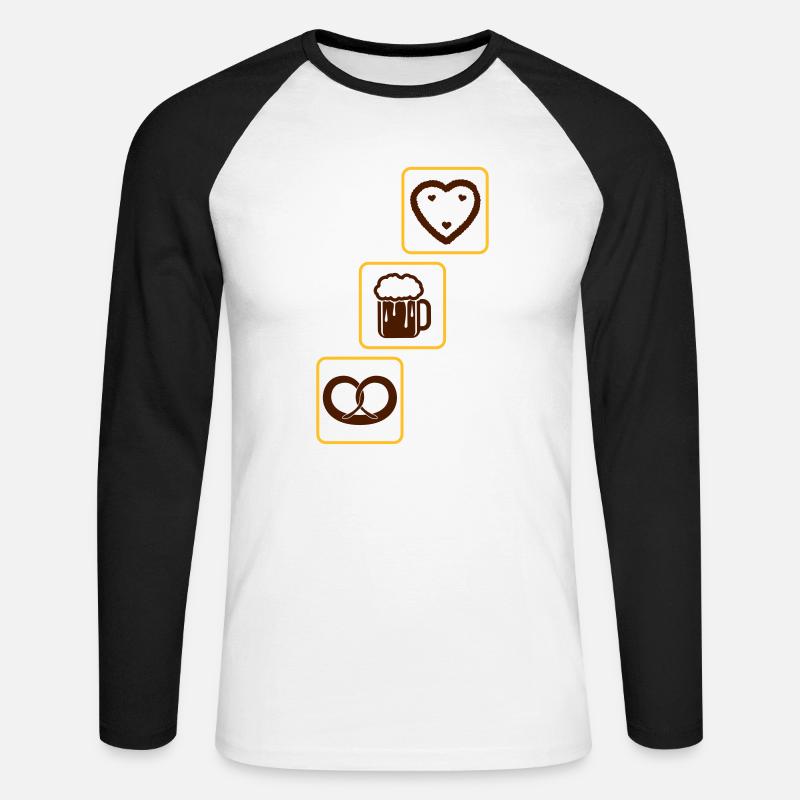 cool_design_drinking_team_brezeln_bier_k - Unisex Baseballshirt langarm - Weiß/Schwarz