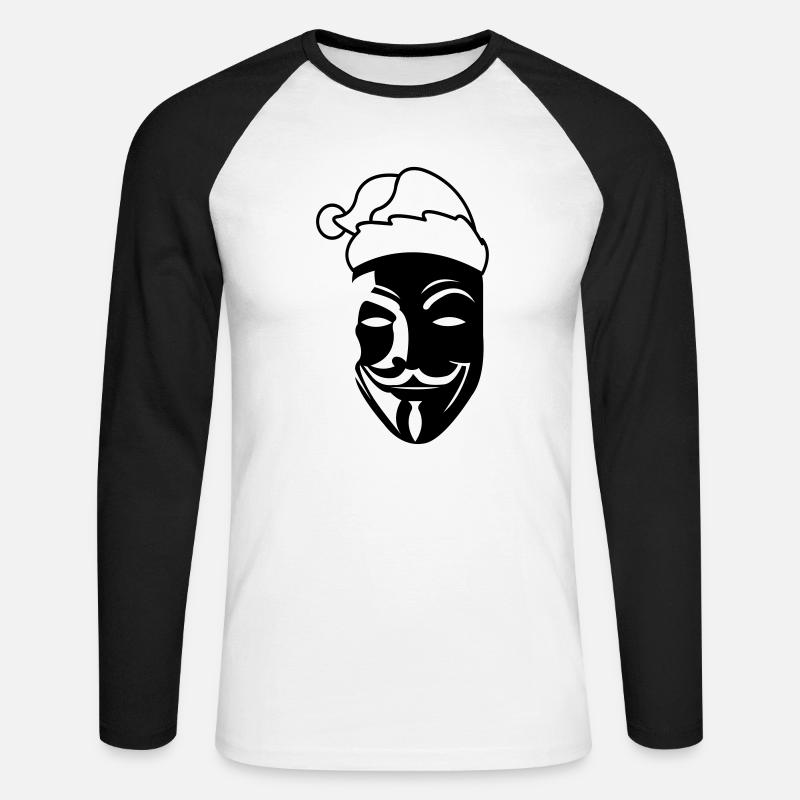 anonymous_weihnachtsmann_01 - Unisex Baseballshirt langarm - Weiß/Schwarz