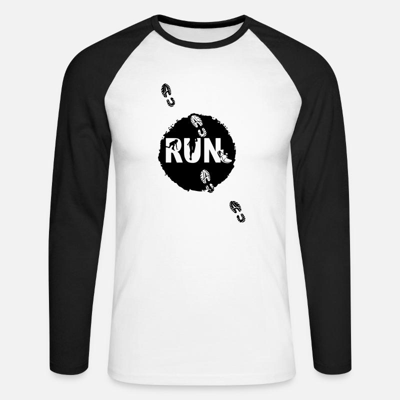 Statement run - Unisex Baseballshirt langarm - Weiß/Schwarz