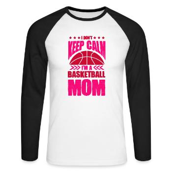Basket keep calm maman - T-shirt baseball manches longues Homme - blanc/noir - Devant - Nik (191cm)