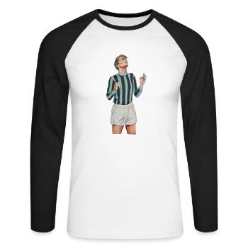 Fußball - Unisex Baseballshirt langarm - Weiß/Schwarz - Vorne - Nik (191cm)