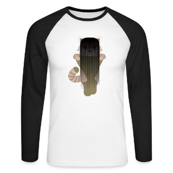 Panda roux déguisé en fille démon pour Halloween - T-shirt baseball manches longues Homme - blanc/noir - Devant - Nik (191cm)