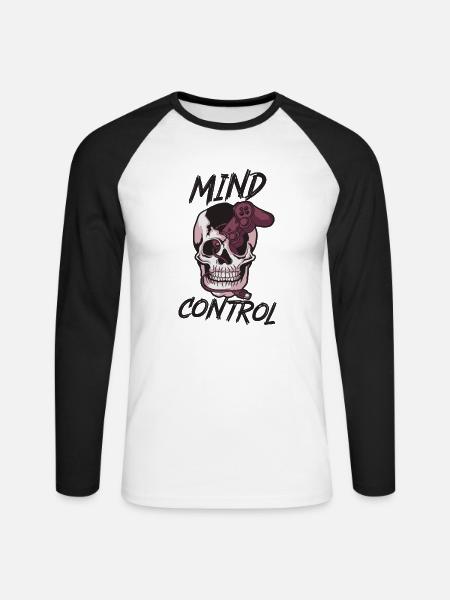 Mind Control Gaming-Design - Unisex Baseballshirt langarm - Weiß/Schwarz