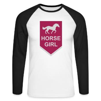 Citation de fille de cheval disant - T-shirt baseball manches longues Homme - blanc/noir - Devant - Nik (191cm)