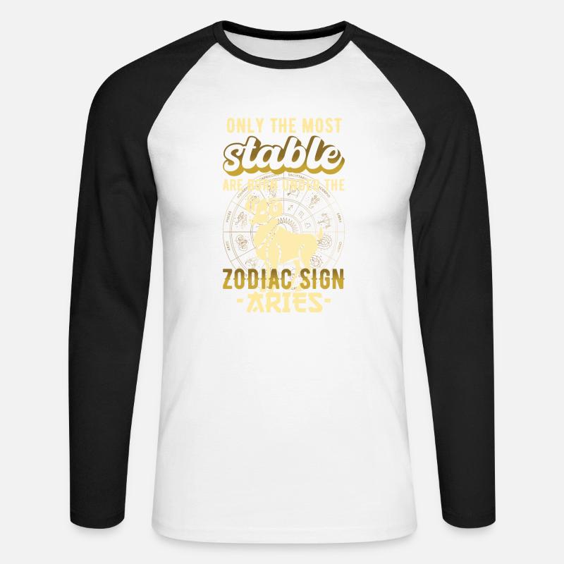 Sternzeichen Widder Sterne Geschenk - Unisex Baseballshirt langarm - Weiß/Schwarz