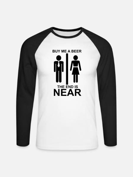 Bier Wein Whiskey Schnaps Alkohol - Unisex Baseballshirt langarm - Weiß/Schwarz