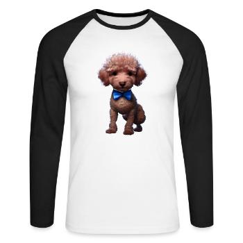 Hundeliebe Pudel Hundehalter Pudelwelpe Hundewelpe - Unisex Baseballshirt langarm - Weiß/Schwarz - Vorne - Nik (191cm)