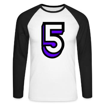 5. 5 JAHRE. 5-JÄHRIGES JUBILÄUM. GEBURTSTAG 5 JAHRE. 5 - Unisex Baseballshirt langarm - Weiß/Schwarz - Vorne - Nik (191cm)