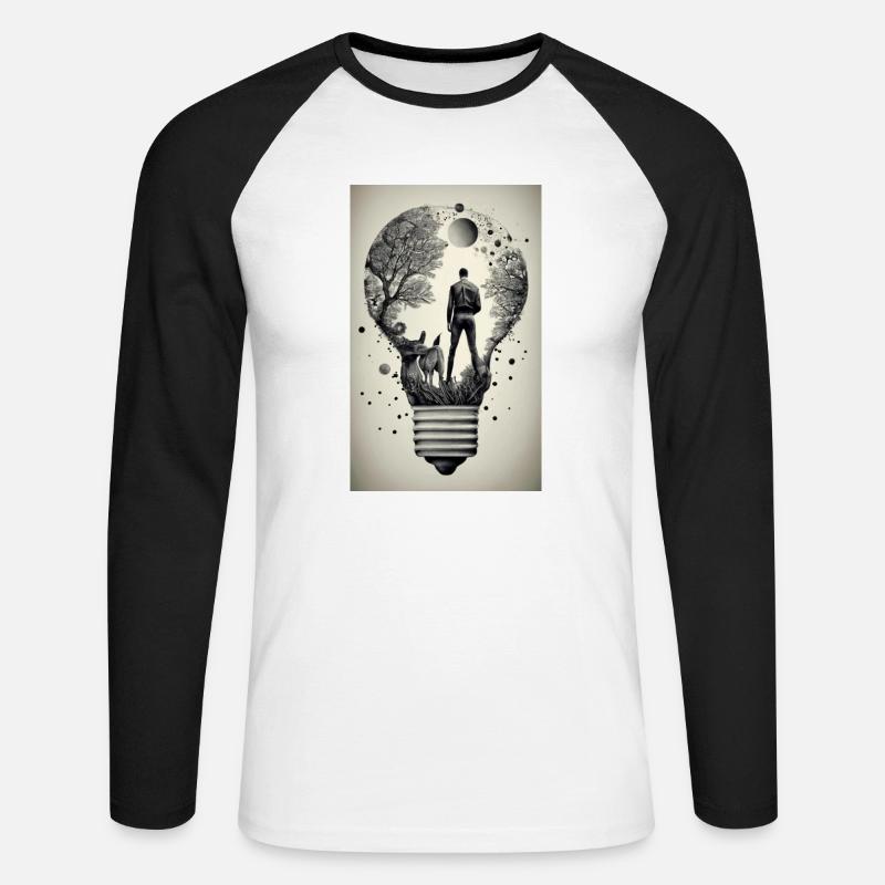 man inside a light bulb - Unisex Long Sleeve Baseball T-Shirt - white/black