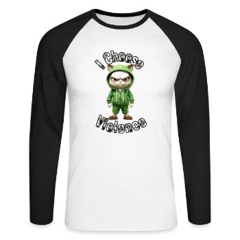 I Choose Violence Cat I Cat Lover I Anti Social - Unisex Long Sleeve Baseball T-Shirt - white/black - Front - Nik (191cm)
