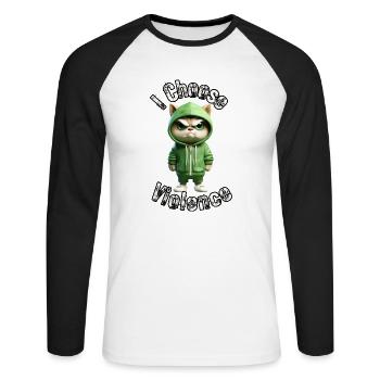 I Choose Violence Cat I Cat Lover I Anti Social - Unisex Long Sleeve Baseball T-Shirt - white/black - Front - Nik (191cm)