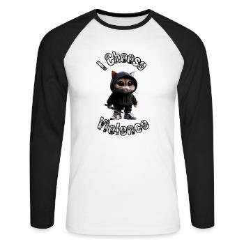 I Choose Violence Cat I Cat Lover I Anti Social - Unisex Long Sleeve Baseball T-Shirt - white/black - Front - Nik (191cm)