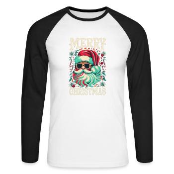 Joyeux Noël Famille Noël Joyeux Noël - T-shirt baseball manches longues Homme - blanc/noir - Devant - Nik (191cm)