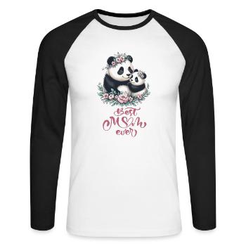 Best Mom Ever Panda Lover Floral Wreath I Mom - Unisex Long Sleeve Baseball T-Shirt - white/black - Front - Nik (191cm)